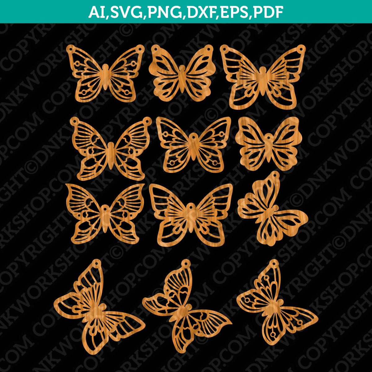 Butterfly Earring Template Svg Vector Cricut Laser Cut File Clipart