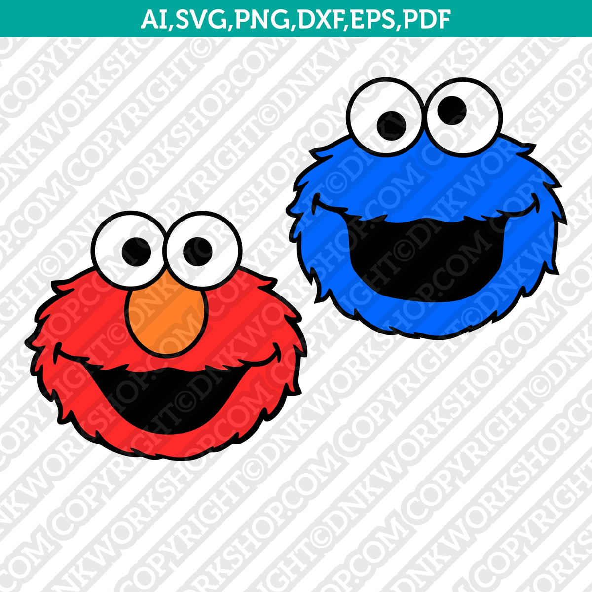 Elmo Cookie Monster Face Sesame Street SVG Sticker Decal Silhouette Ca –  DNKWorkshop