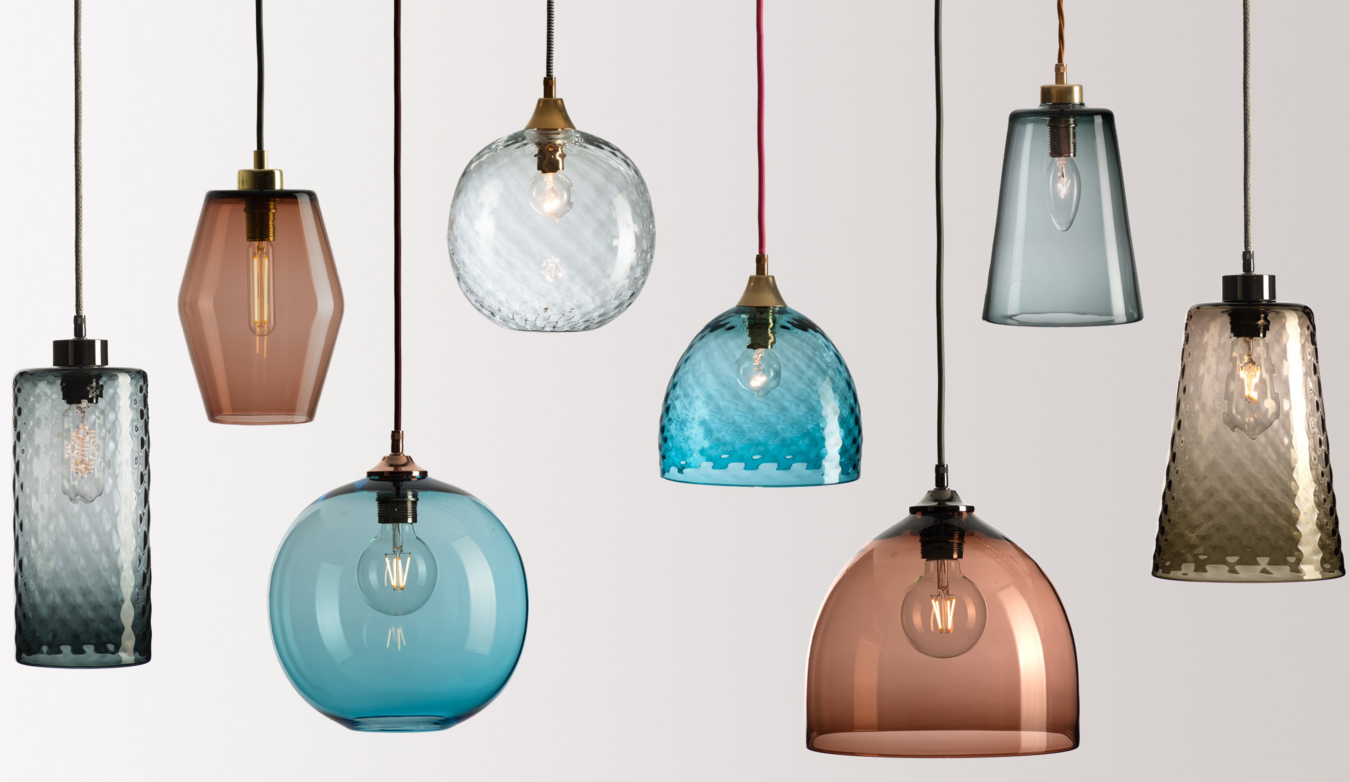 Pick-n-Mix Pendant lights in Diamond and plain finish by Rothschild &amp; Bickers