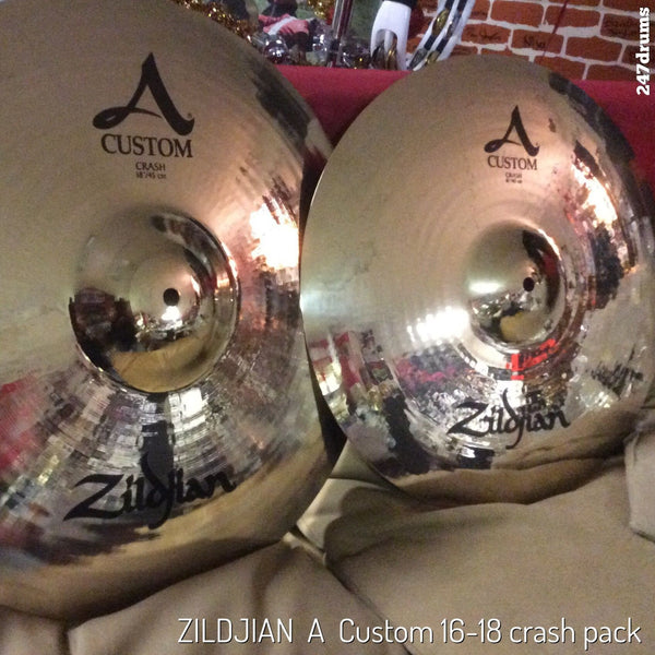 Zildjian A Custom Crash Pack (16" & 18") with 2 Free Cymbal –