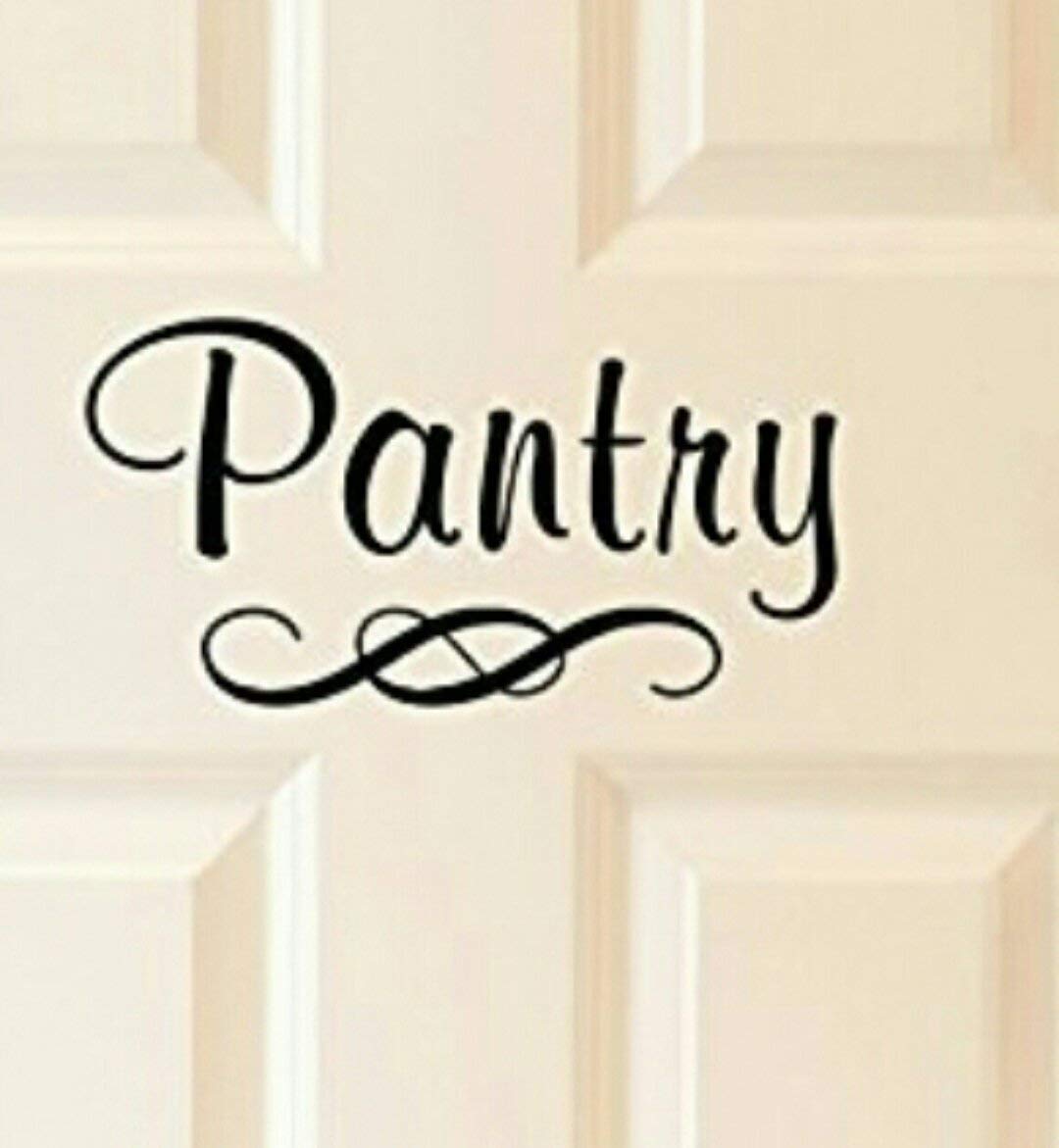 Vinyl Wall Art Decal Pantry 4 6 X 9 Cursive Lettering Food Cup Imprinted Designs