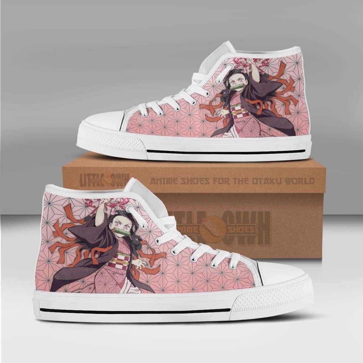 Nezuko Demon Slayer Anime Custom All Star High Top Sneakers Pattern Canvas Shoes Littleowh 