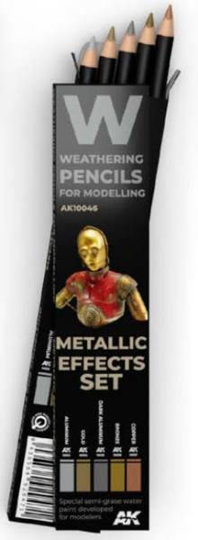 AK Interactive Weathering Pencils for Modelling: Metallic Effects Set (5)