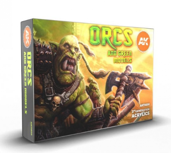 AK Interactive 3rd Gen Acrylics Orcs and Green Models Acrylic Paint Set