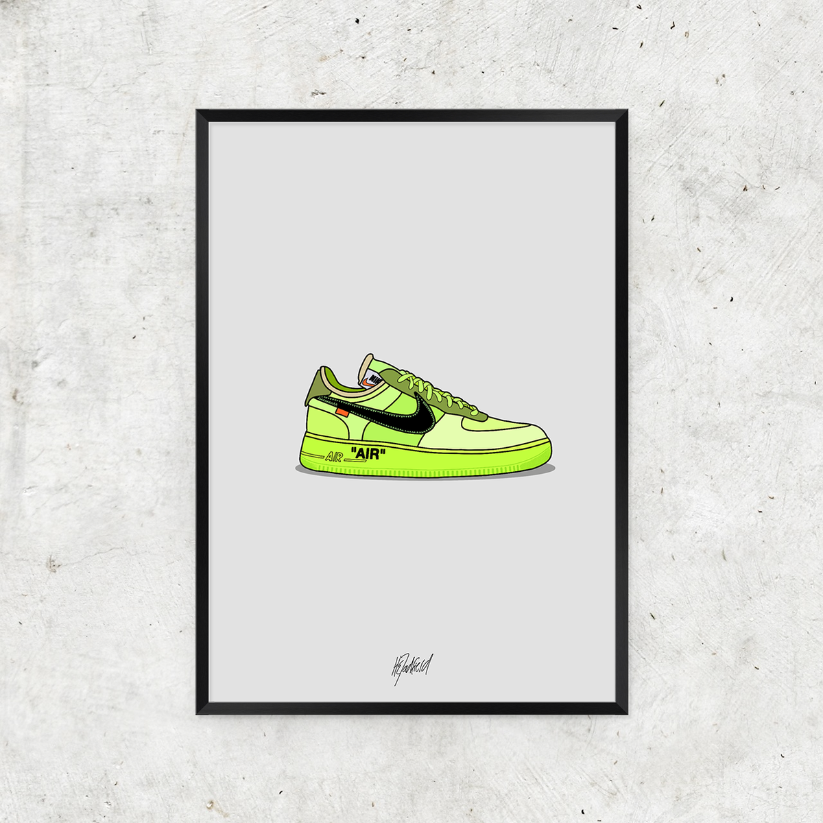 Nike Air Force 1 Low Off-White Volt Sneaker Wall Art Illustration Print – the Gods US