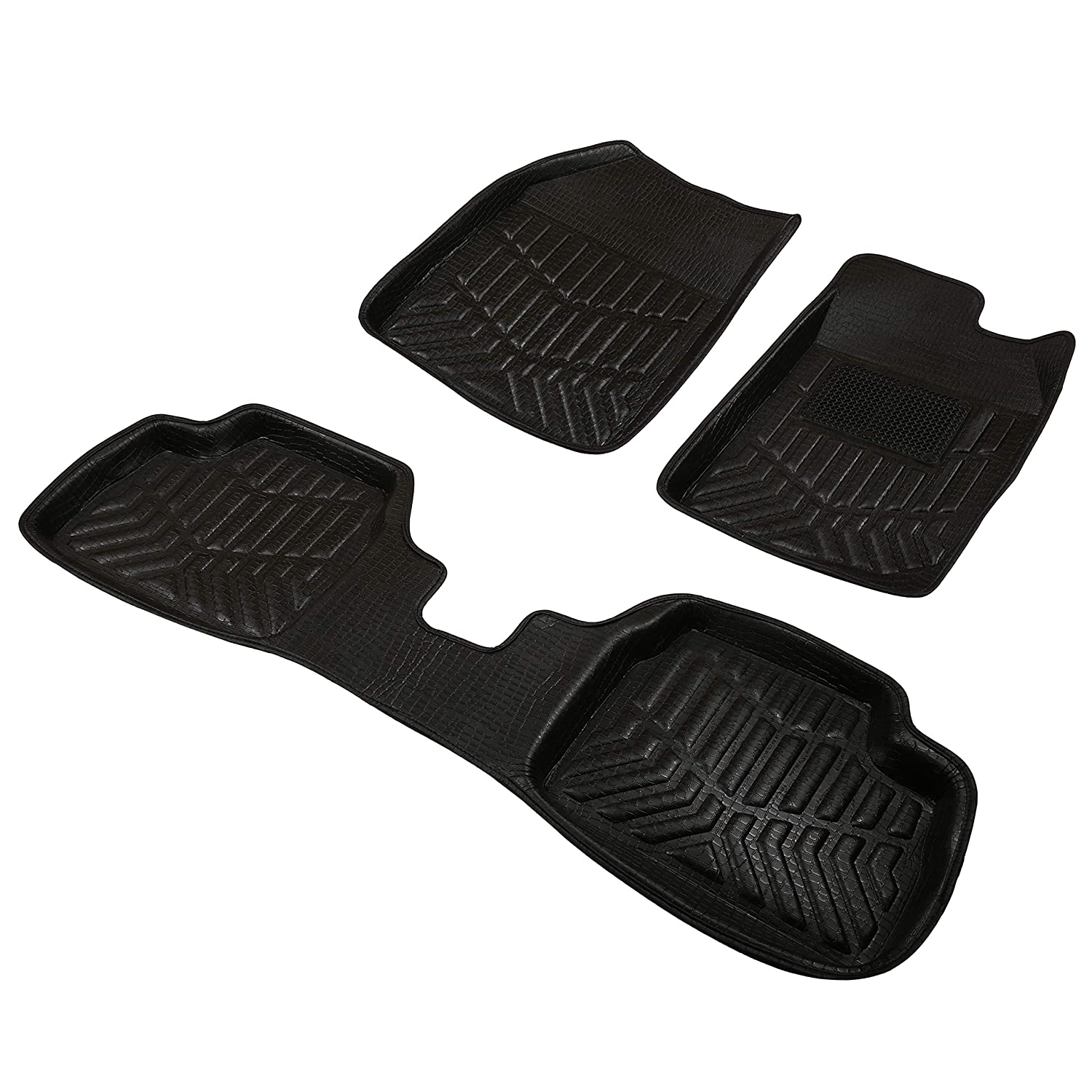 Drivn 3D Customised Car Floor Mat for Maruti Brezza - Black (Set of 3)