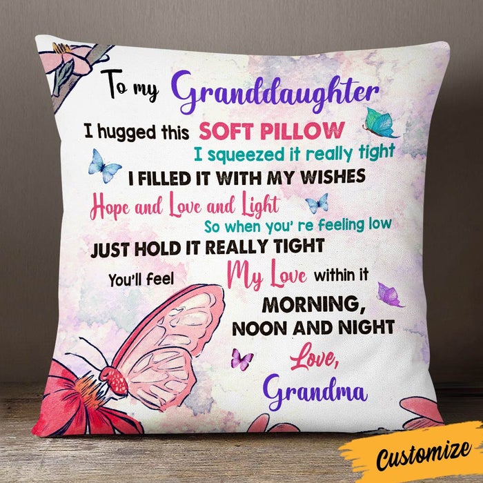 Heart Text- Butterfly Pillow Covers Birth Gift Pillow Gift for Granddaughter from Grandma