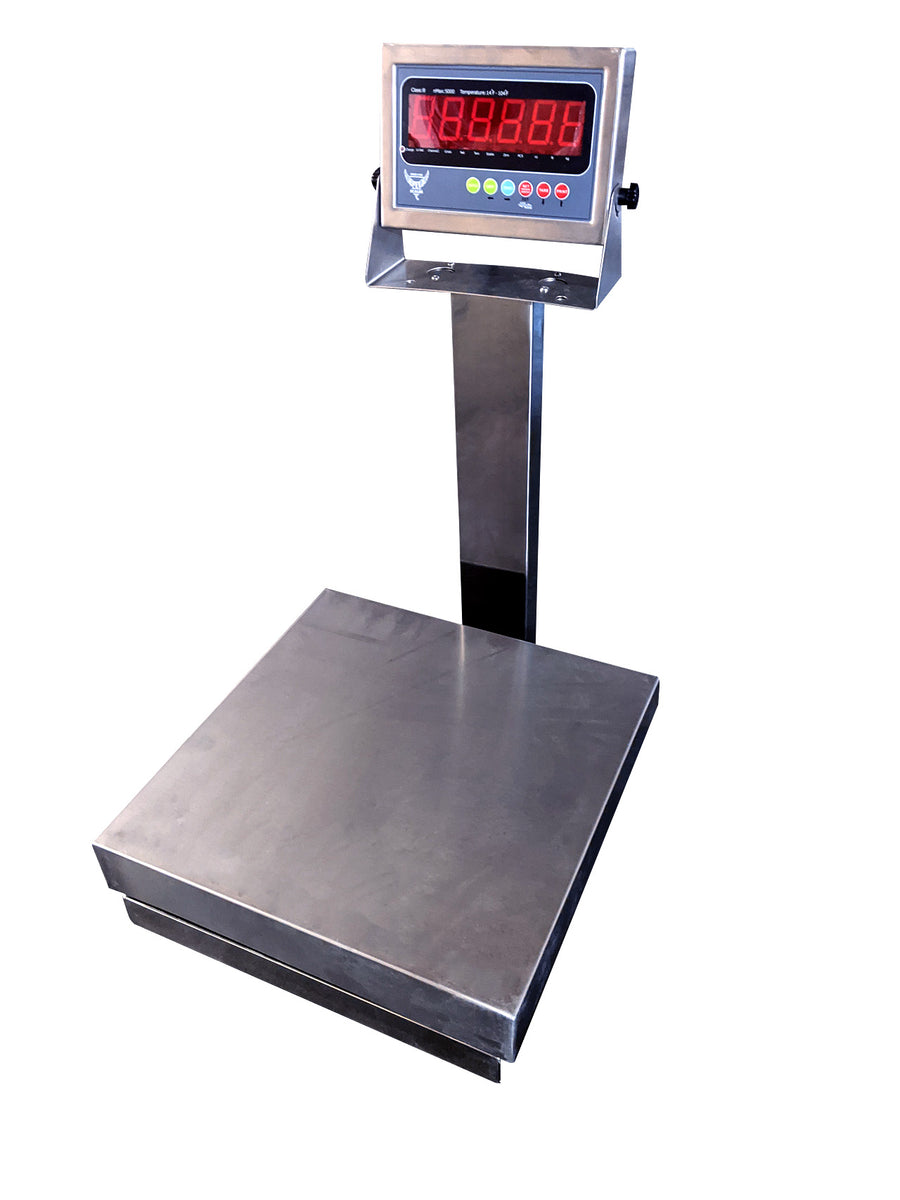 PEC TOOLS Bench Scale/Stainless Steel Postal Scale/Large Platform with NTEP Approval Indicator 12” x 16” 