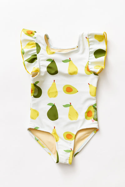 Kids Swimsuit Girls Swimsuit Pink Chicken Elsie Avocado