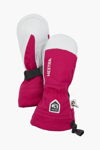 Hestra Army Leather Heli Ski Jr. Mitt - Fuschia