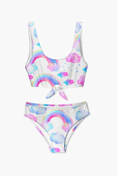 Kids Swimsuit Girls Swimsuit Stella Cove Rainbow and Cloud Tie Bikini