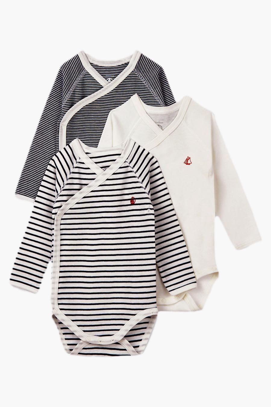 Petit Bateau Baby Bodysuit 3-Pack Navy Stripe – Mini Ruby