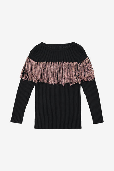 Vierra Rose Anita Fringe Sweater - Nude