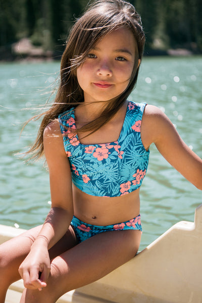 Kids Swimsuit Girls Swimsuit Feather 4 Arrow Island Hopper Reversible  (Size 4 left)