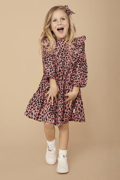 Girls and Baby Girl Dress Huxbaby Leopard Zoe