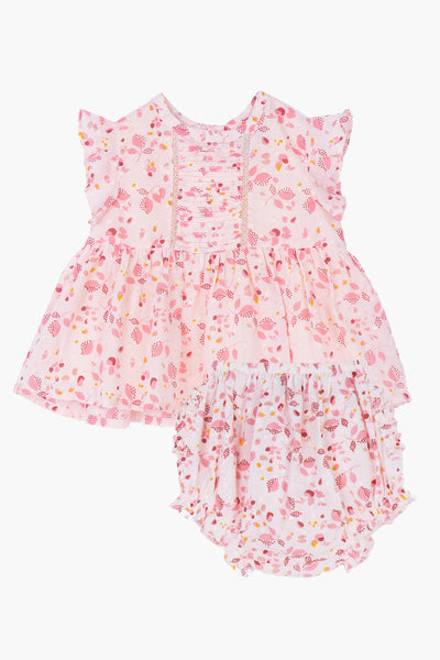 Velveteen Marigold Baby Girls Set - Putty Floral