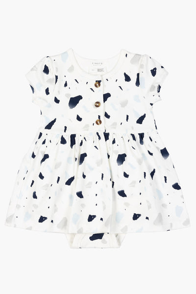 Baby Girl Dress Petit Lem Navy Terrazo