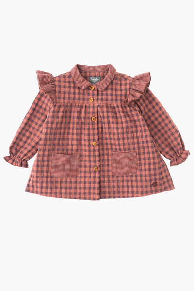 Girls Dress Tocoto Vintage Plaid Vichy - Dark Pink