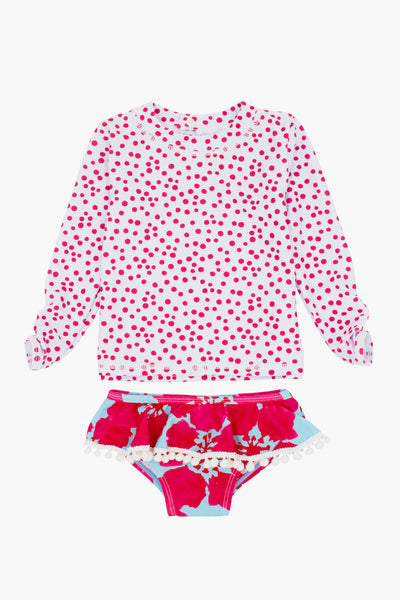 Kids Swimsuit Feather 4 Arrow Sandy Toes Girls Swim Set - Raspberry