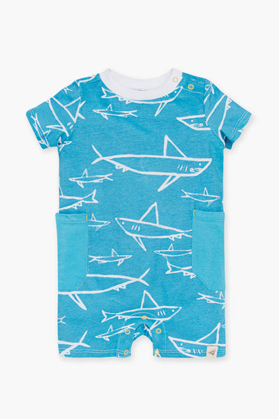 Burt's Bees Shiver Of Sharks Baby Boys Romper