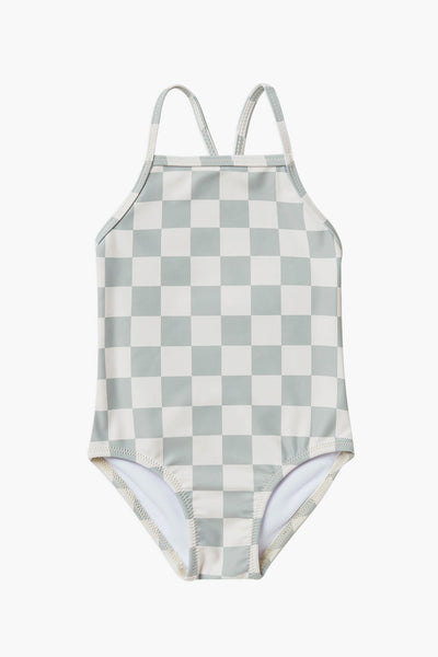 Girls and Baby Girl Swim Rylee and Cru Sky One-Piece Blue Check