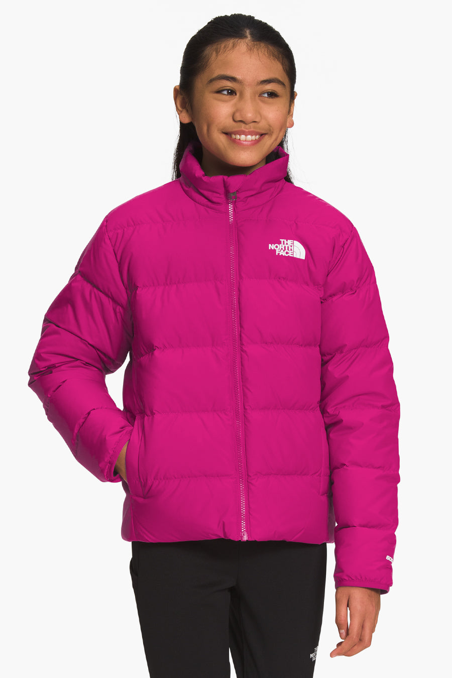 Girls Jacket North Face Teen Reversible North Down Fuchsia Pink – Mini