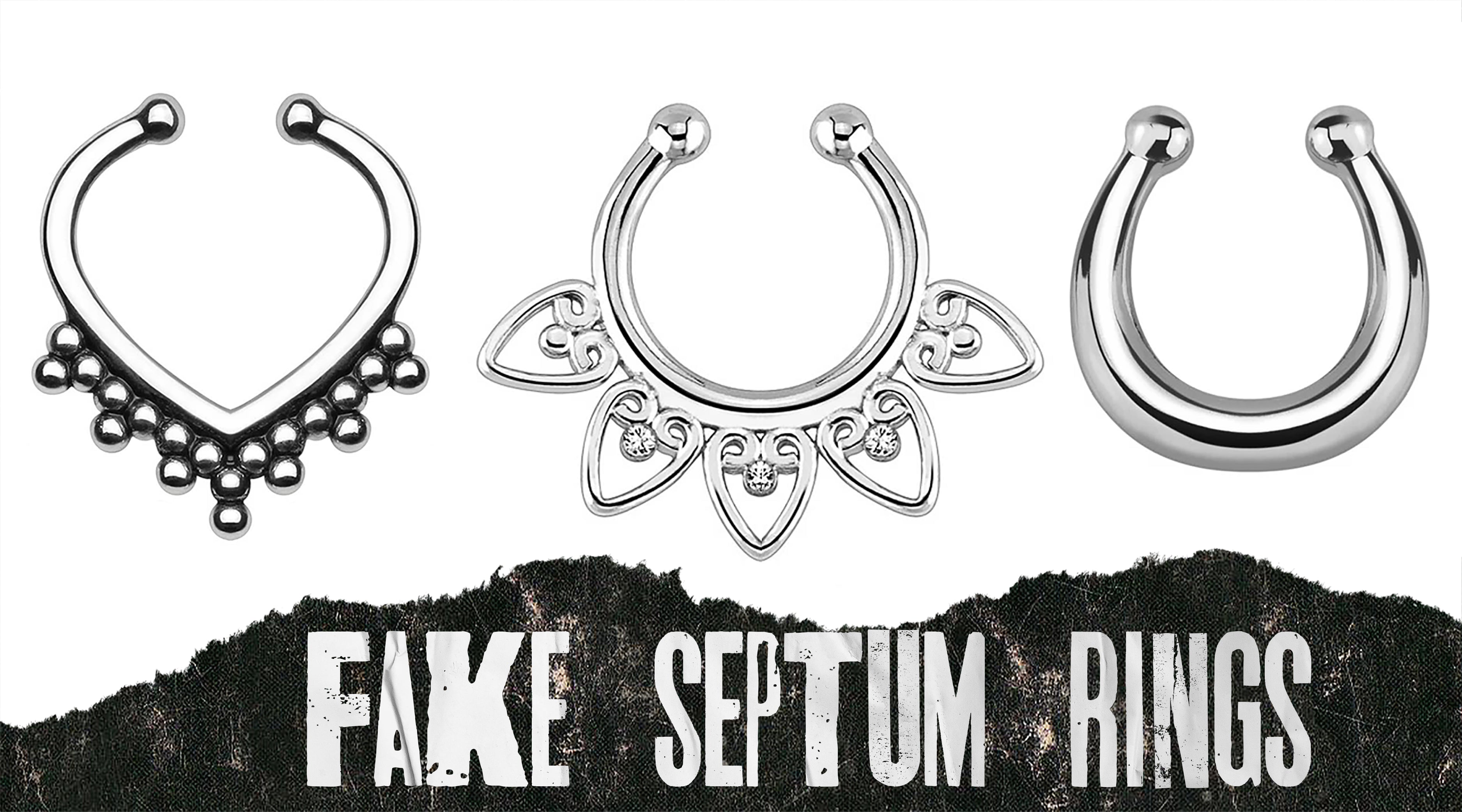 2x Fashion Fake Septum Clicker Nose Ring Non Piercing Hanger Clip Jewelry STUK 