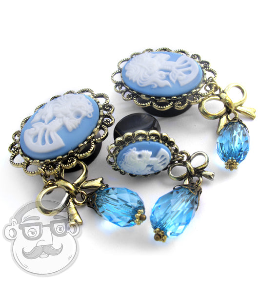 Blue Skeleton Goddess Dangle Plugs