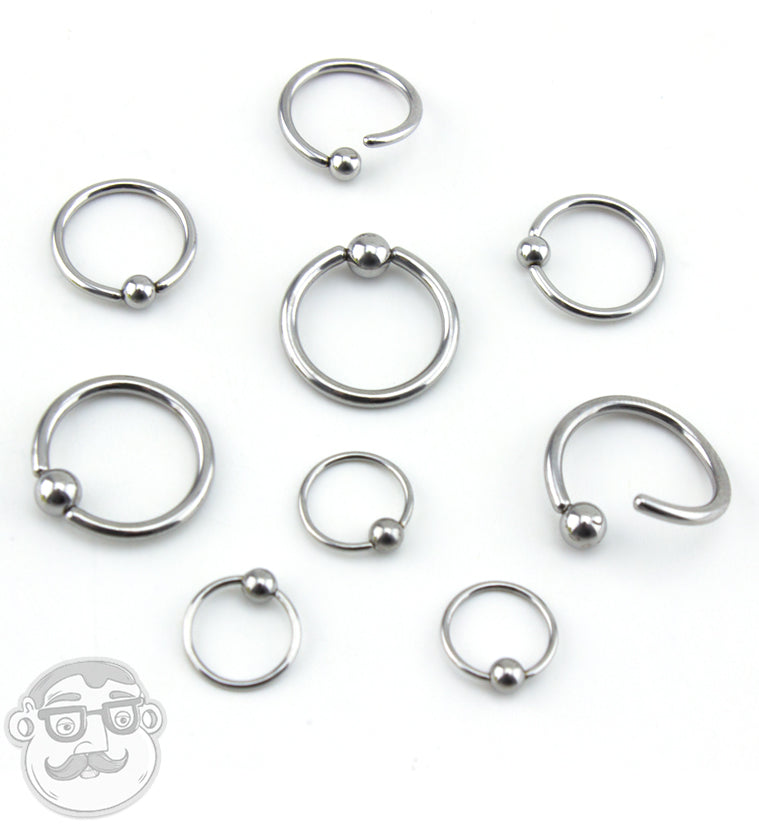 Captive Nipple Ear Ring Annealed 14 Gauge 1/2" w/Fixed 5mm Ball Steel Body Jewe 