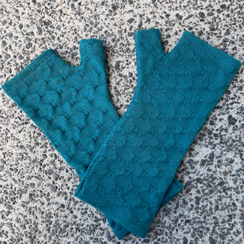 teal wool gloves