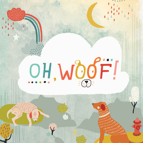 Dogs by Jessica Swift Webware Popeline Woof! Oh 0.5 m Art Gallery Fabrics Woof this way colorful