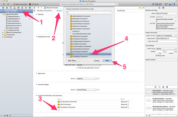 Adding CoreLocation Framework to iBeacon Xcode Project