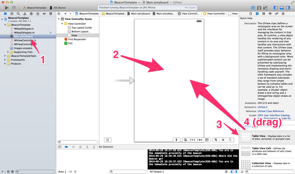 Adding a UITableView to the iBeacon Project in Xcode