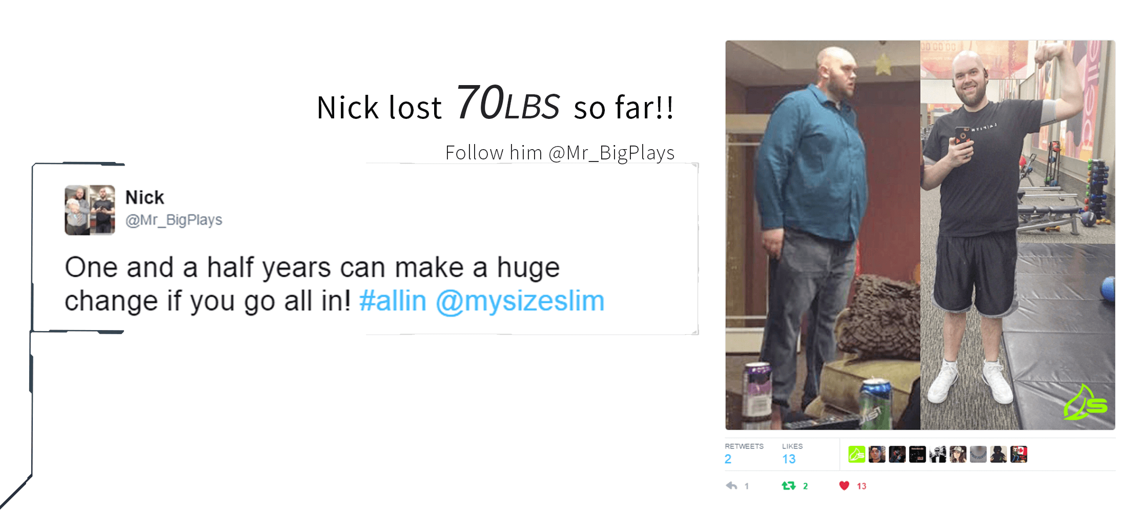 nick lost 70 lbs before after a