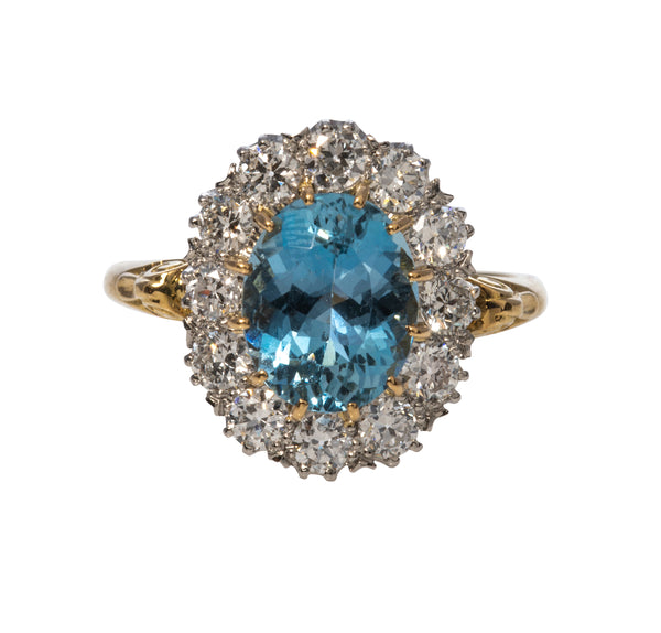 Estate Aquamarine Diamond Ring