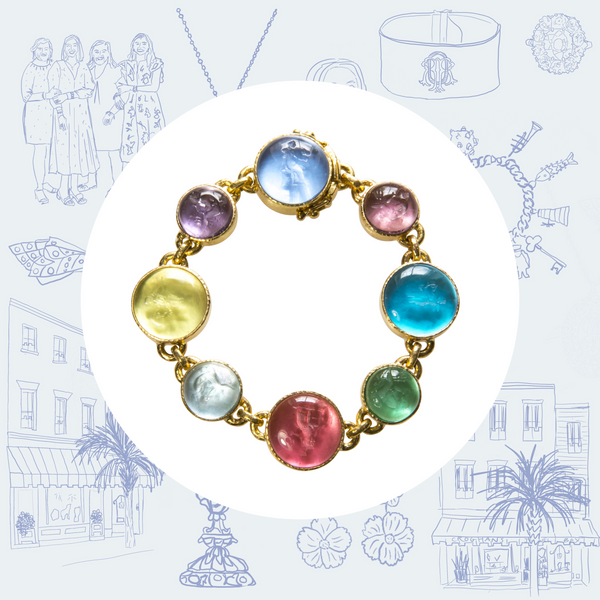 Elizabeth Locke Pastel Venetian Glass Intaglio Link Bracelet