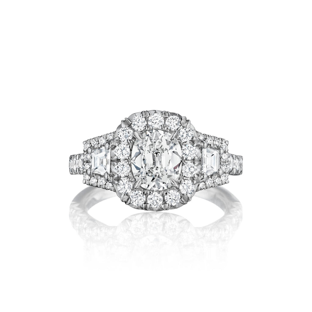 Henri Daussi Cushion Diamond Halo Engagement Ring