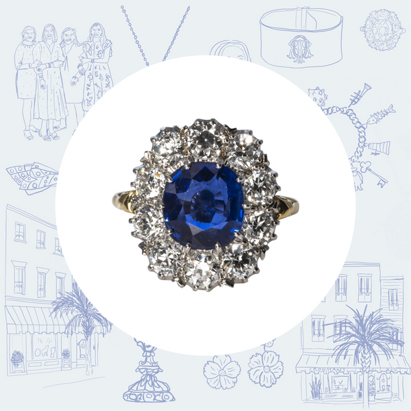 Antique English Sapphire and Diamond Ring