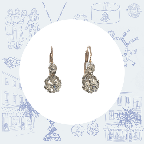 Victorian 2-Stone Diamond Drop Earrings