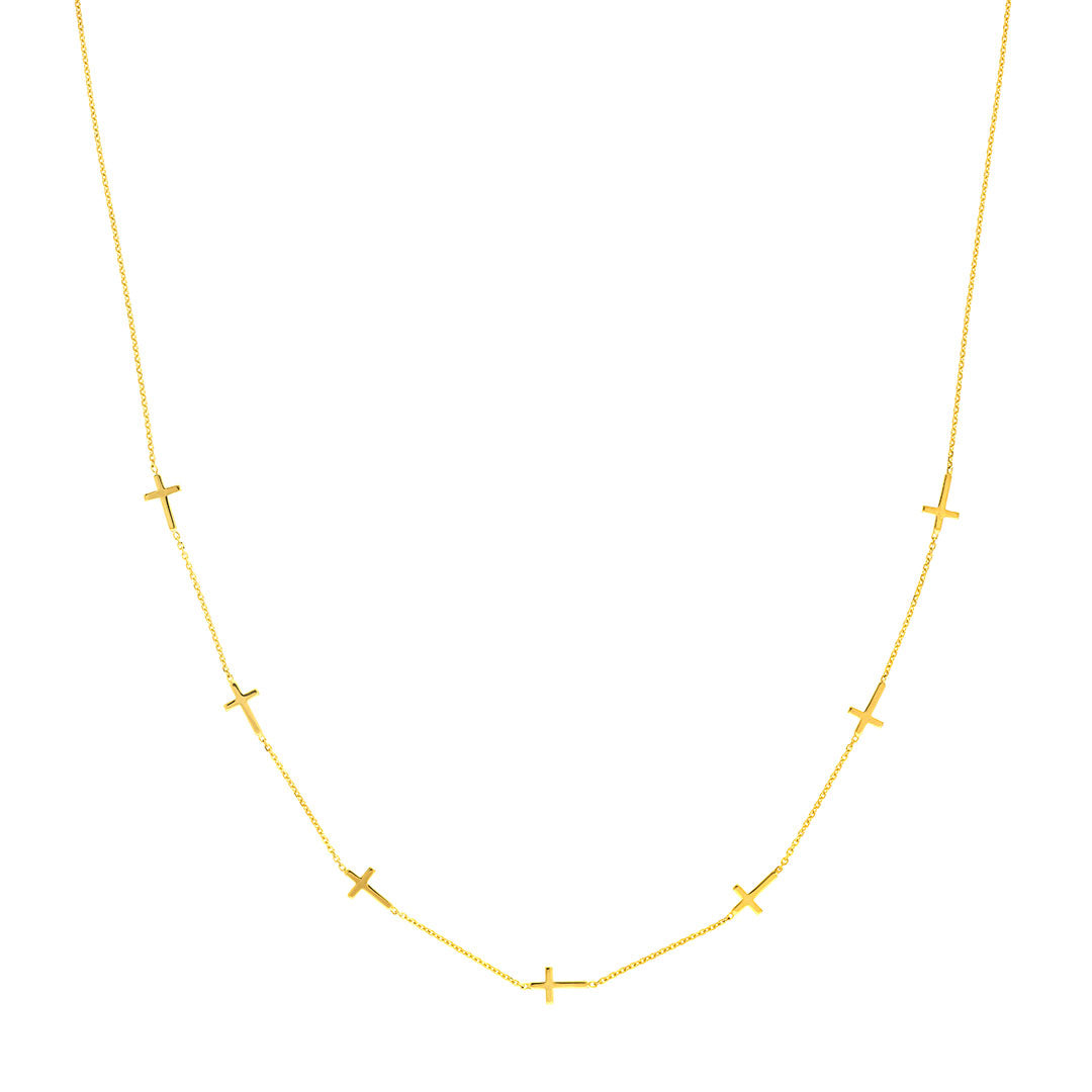 gold cross station necklace