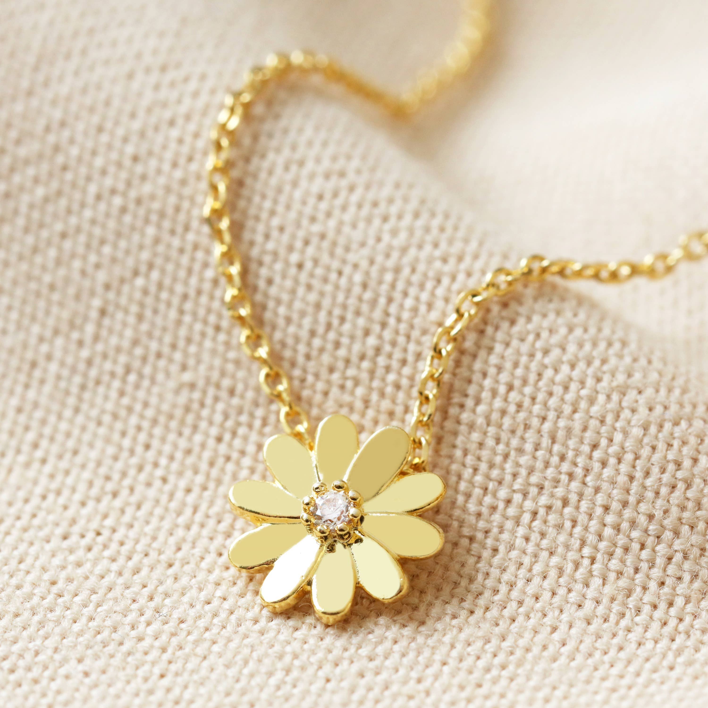 Daisy Charm Necklace in Gold Shop Ravel