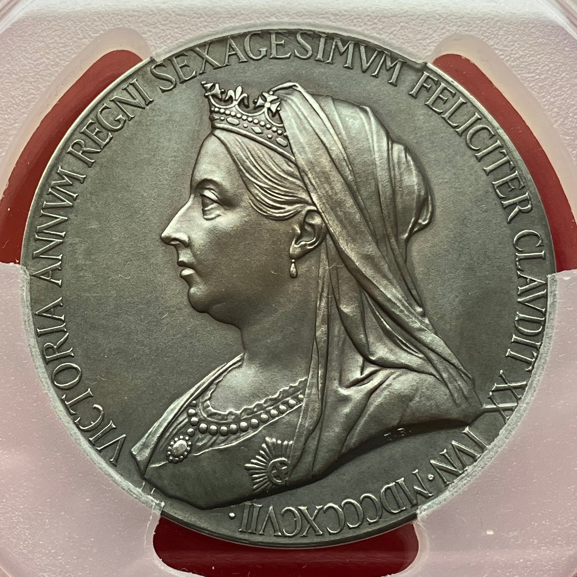 【小型】イギリス　1897年　ジュビリ―　銀貨　メダル　ビクトリア　NGCコインモダンコイン