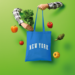 New York White Text Shopper Tote Bag
