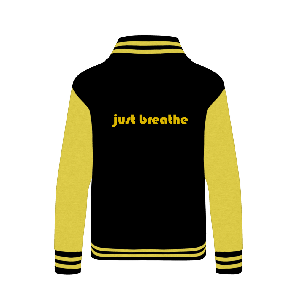 Just Breathe Yellow - Varsity Jacket - Holy Cow Clothing