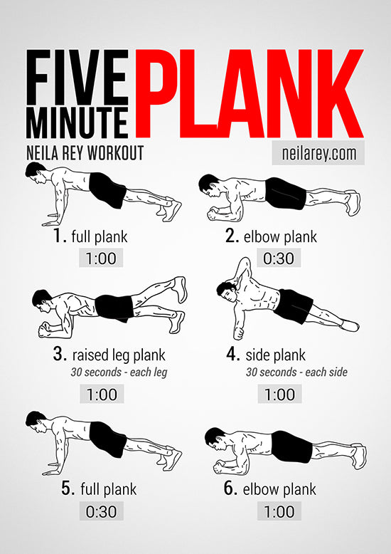 Five minute plank circuit from Neila Ray