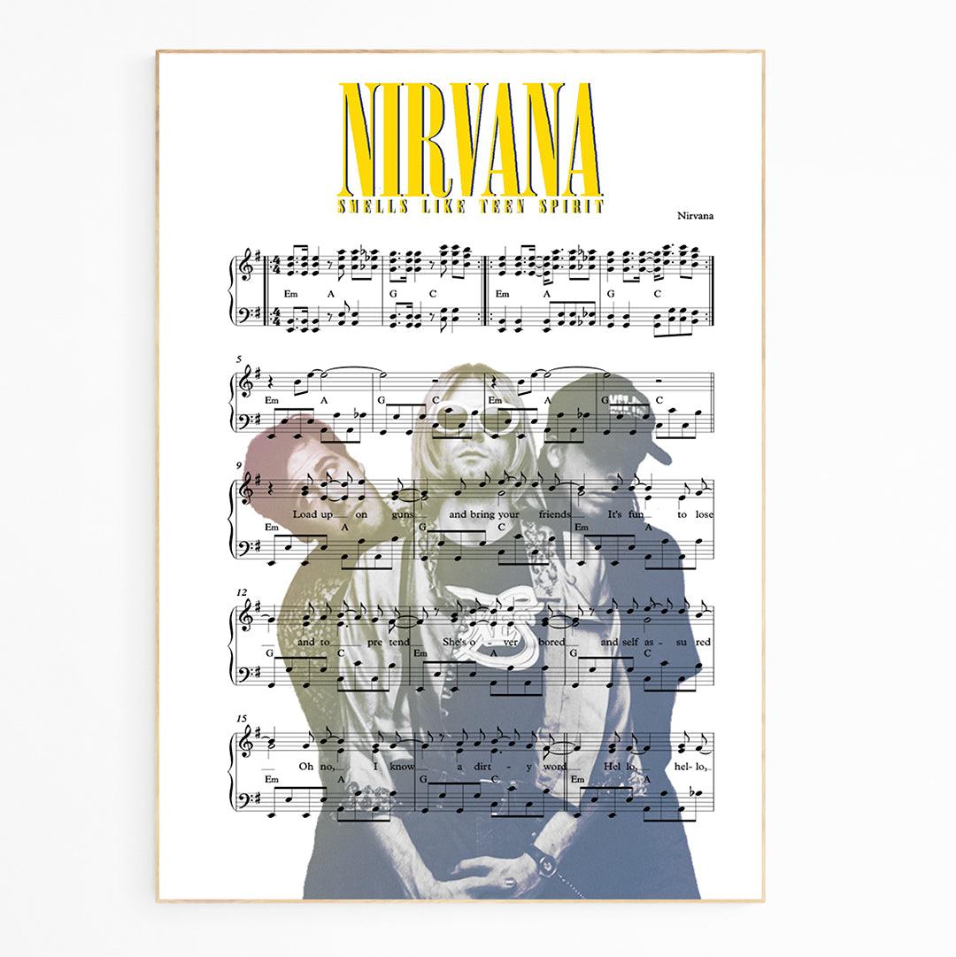 A4 Size Smells Like Teen Spirit Nirvana Song Sheet Lyric Art Print