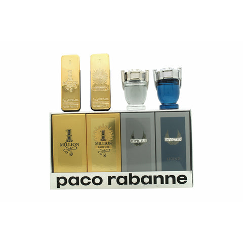 Paco Rabanne Miniatures For Him Gift Set 5ml Invictus EDT + 5ml Invictus Legend EDP + 5ml 1 Million EDT + 5ml 1 Million Parfum EDP Paco Rabanne