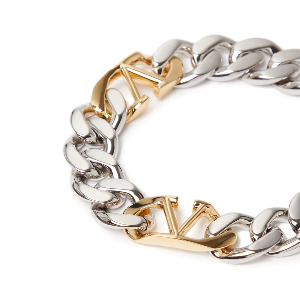 VLogo Curb Chain Bracelet Silver/Gold Tone