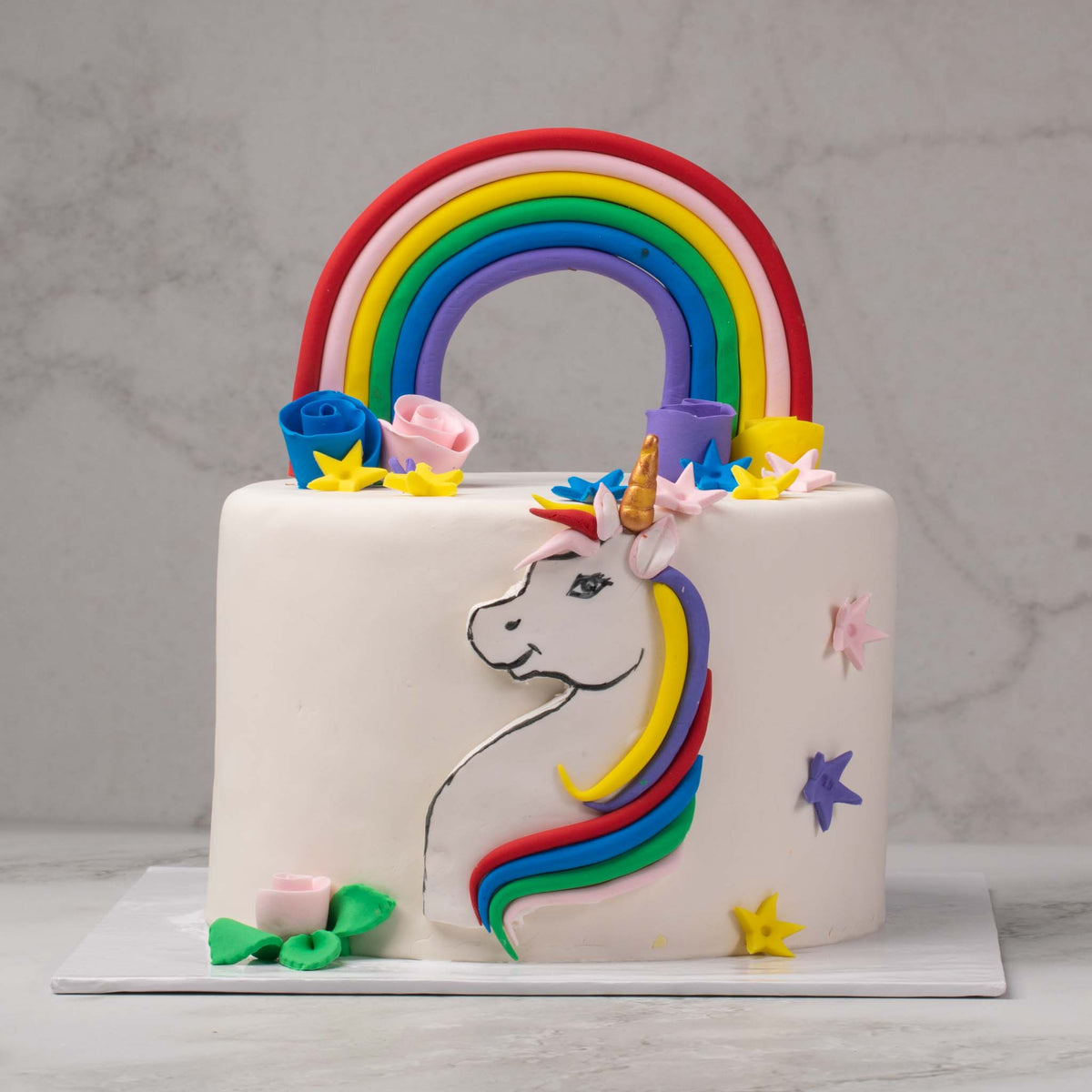 Unicorn Rainbow Fondant Cake (Delivery in 48 Hours Available ...
