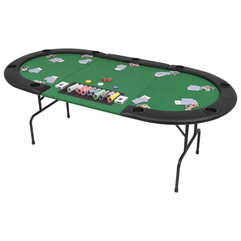 Pokertafel voor spelers ovaal 3-voudig inklapbaar groen - Griffin Retail